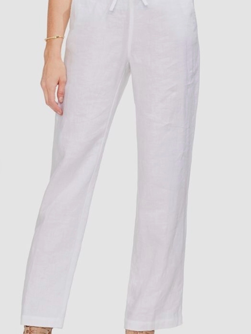 Vince Camuto White Elastic/Drawstring Waist Linen Pants Size Large GUC - Picture 2 of 13